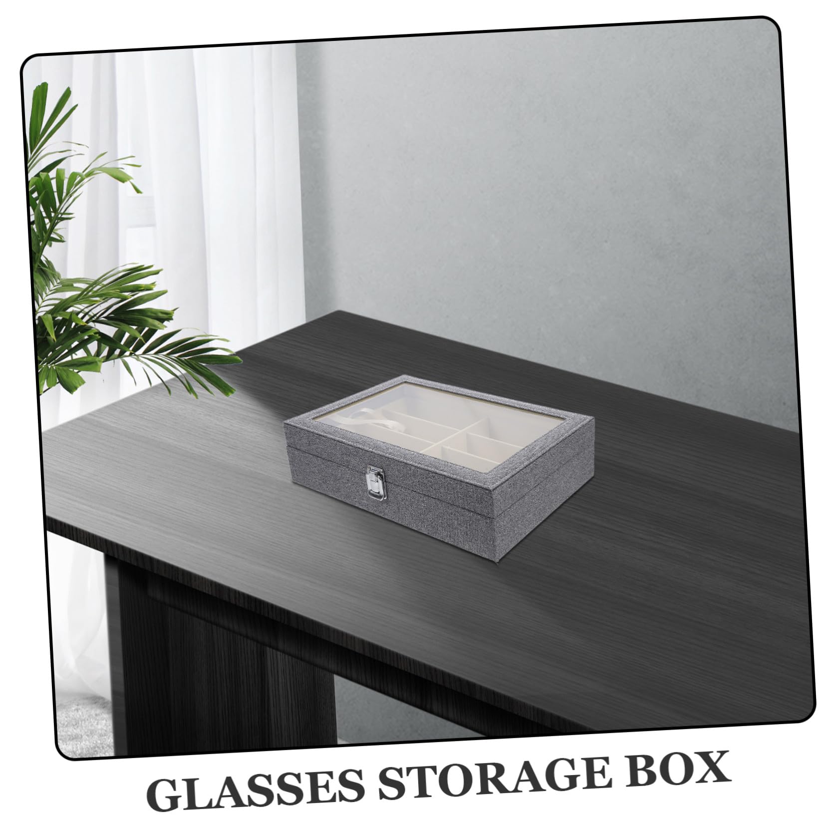 Garneck Sonnenbrillen Organizer Fächer Aufbewahrungsbox Staubdicht Stoff Brillenhalter für Zuhause und Geschäft Robustes Material Transparentes Deckel Display für Sonnenbrillen und Eyewear