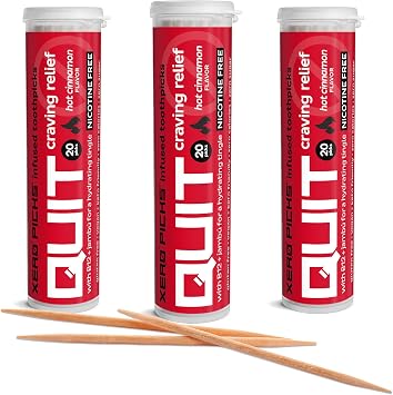 Infused Flavored Toothpicks to Help Quit Smoking - Nicotine Free - 60 Picks 3 Packs Hot Cinnamon Non-GMO Kosher Vegan