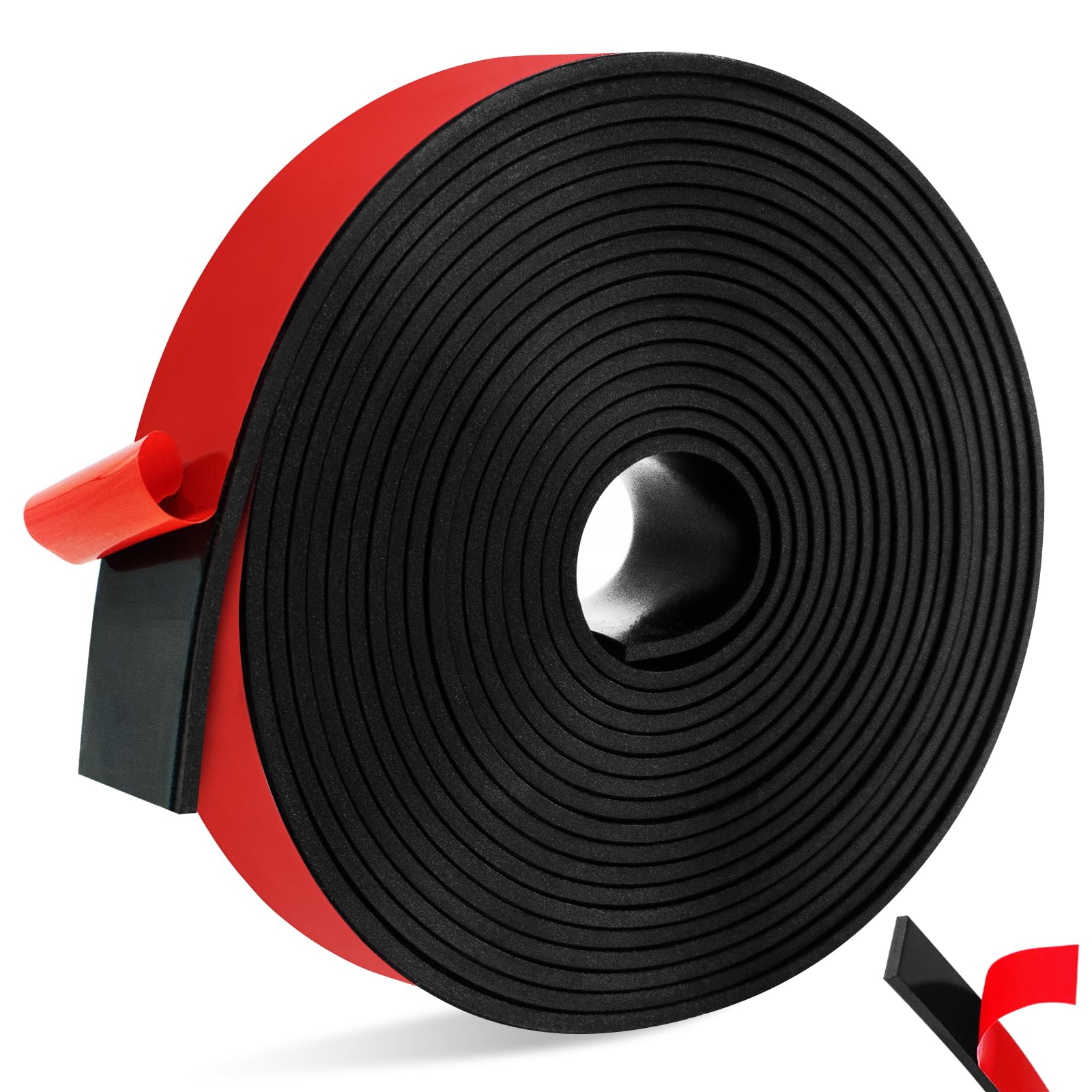 BORISCA Solid Rubber Strip Self Adhesive Rubber Tape 25mm(W) x 2mm(T) x 4m(L) Self Adhesive Neoprene Rubber Strip for Sealing DIY Gaskets Pads Seals Crafts Furniture, Flooring, Door and Window Protect