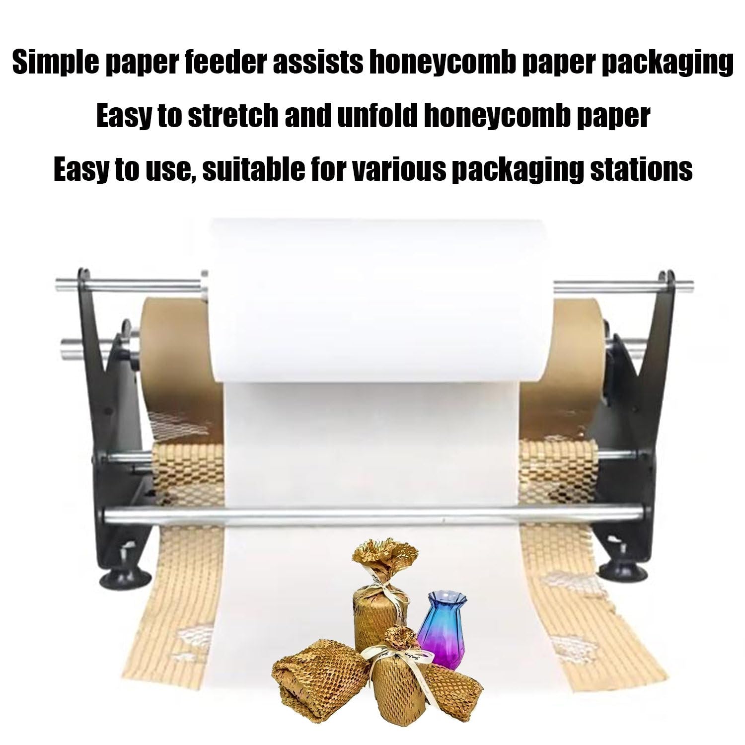 Dispositif d'étirement et d'extension de Papier nid d'abeille, Distributeur de Papier nid d'abeille Facile à Utiliser, Distributeur assisté d'emballage de Rouleaux de Papier nid d'abeille