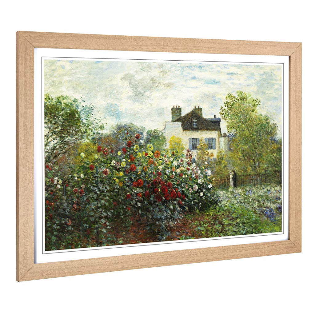 Big Box Art Framed Print of Claude Monet Garden in Argenteuil Design | Wall Art Picture | Home Decor for Kitchen, Living Room, Bedroom, Hallway, Oak, A2 / 24.5x18 Inch / 62x45cm