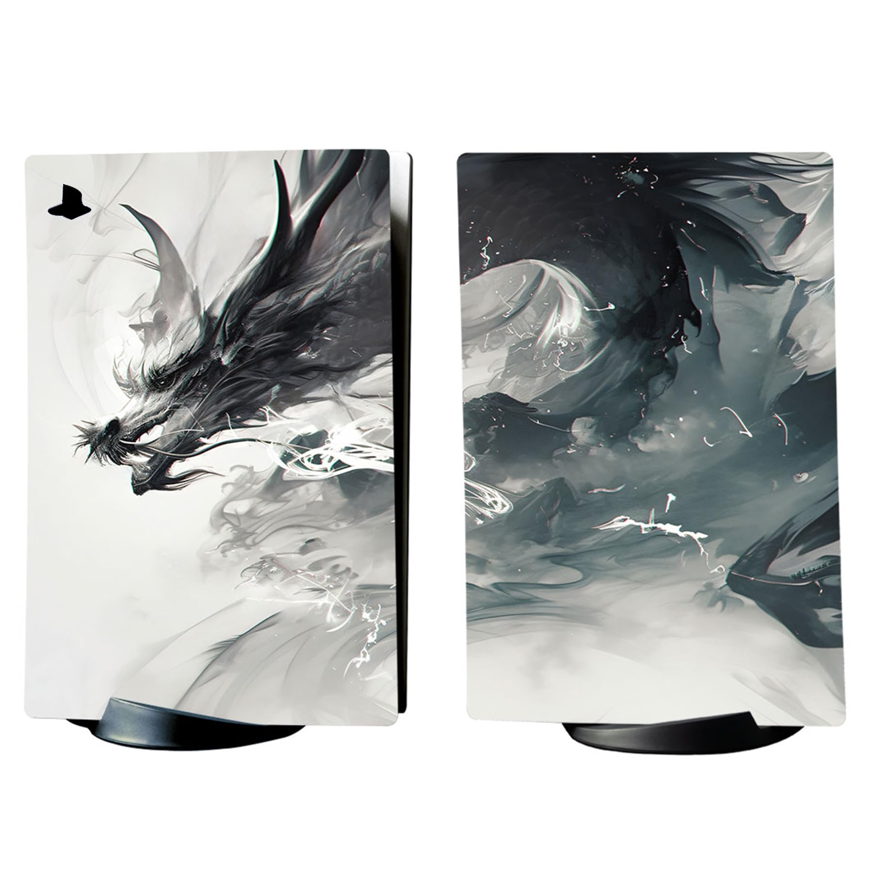 PlayVital Pegatina Completa para ps5 Edición Digital - Calcomanía Vinilo para Consola, Control, Estación de Recarga, Control Remoto y Audífonos, Adhesivo Piel (Dragón Ink Spirit) - 5