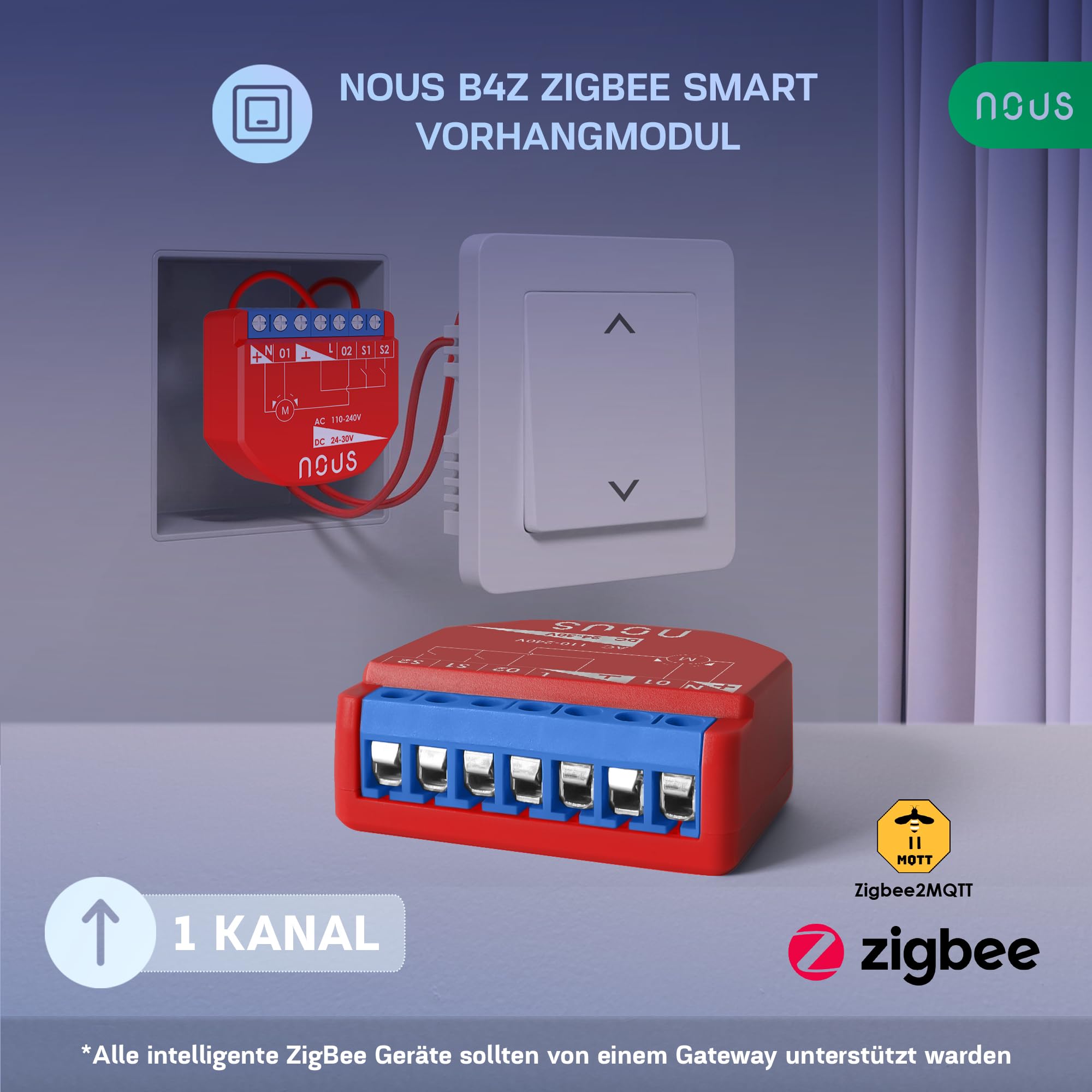 ZigBee Contrôleur intelligent aveugle, AC 16A/DC 10A, passerelle ZigBee 3.0 requise, compatible avec Alexa, Google Assistant, Zigbee2MQTT, Home Assistant, Tuya Smart Life, contacts secs