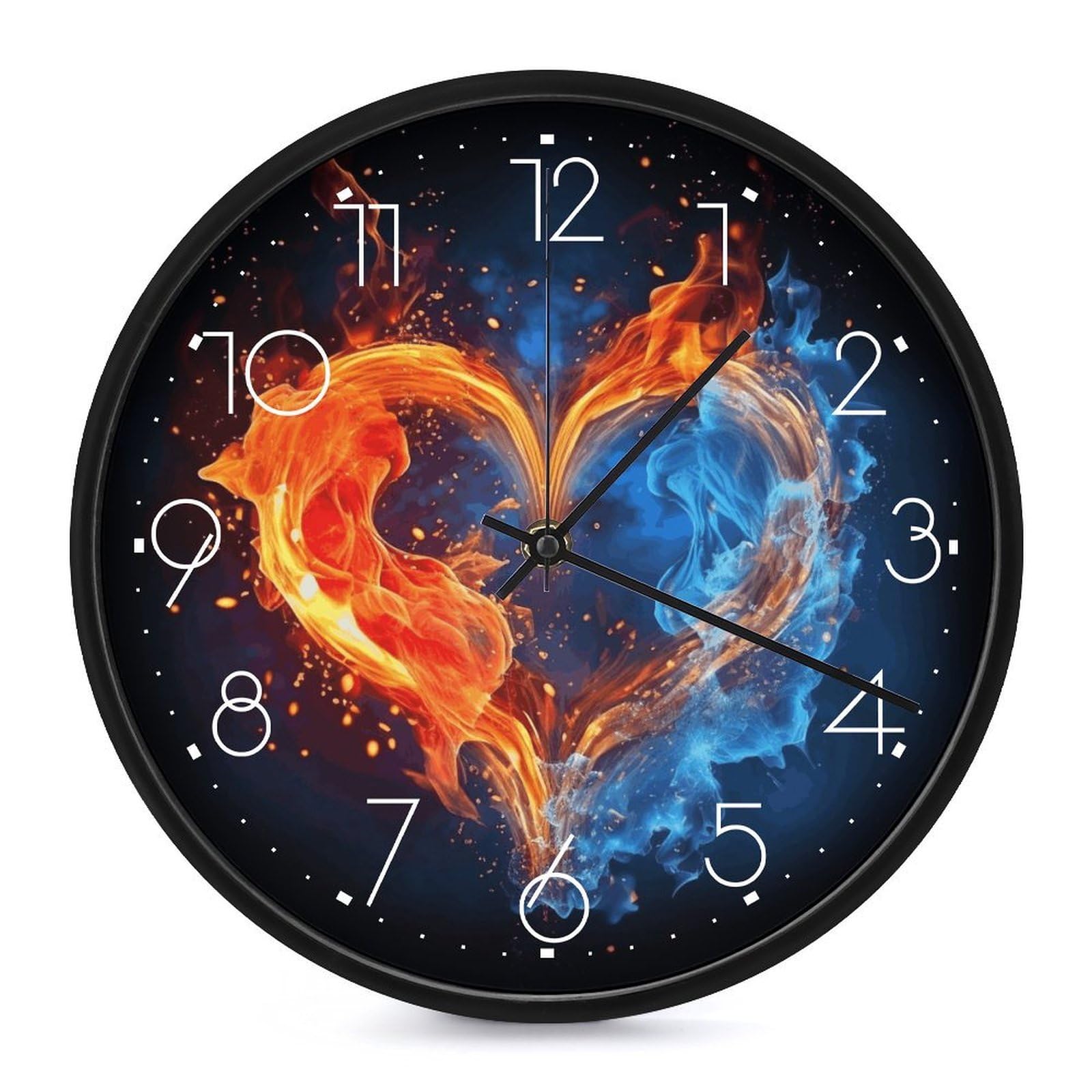 Horloge décorative design cœur feu eau idée cadeau originale maison