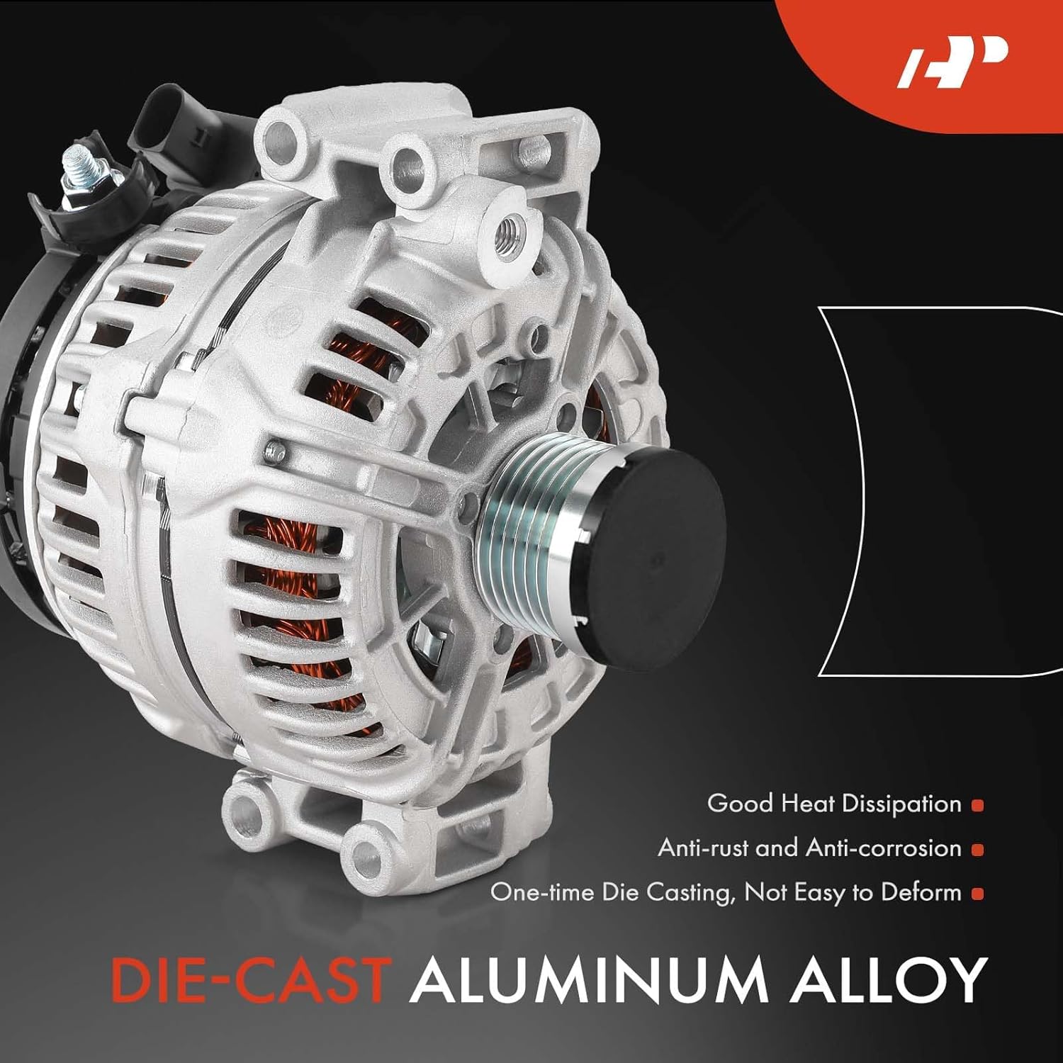 A-Premium Alternator Compatible with BMW 323i 2006-2007 2.5L, 325i 325xi 2006 3.0L, 550i 650i 750i 750Li 2006 4.8L, Z4 2006-2008 3.0L, 12V 155A CW 6-Groove Clutch Pulley, 2-Pin Alt Plug, 12317543083