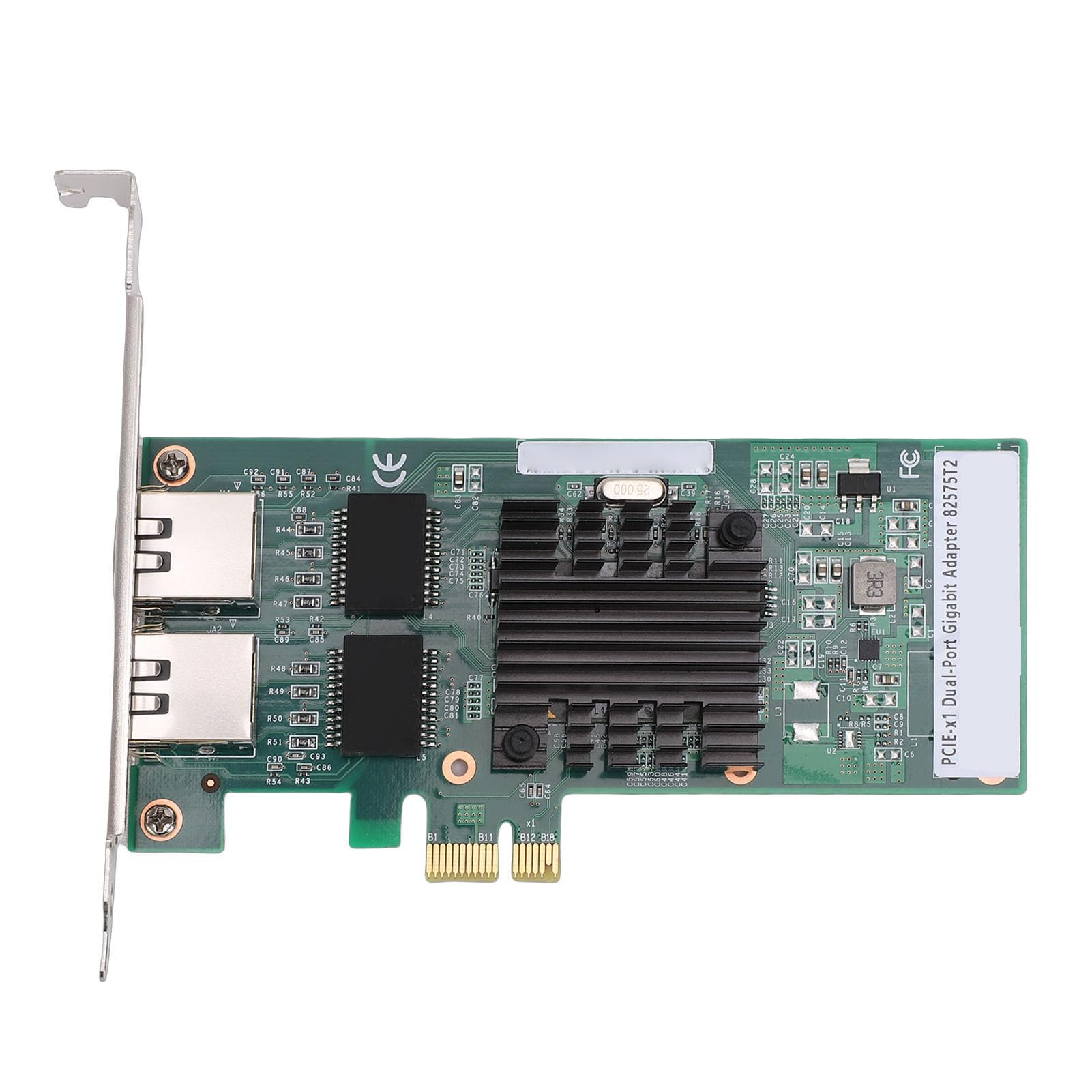 Aramox Scheda di Rete PCIe Adattatore di Rete PCI Express Doppio RJ45 con Chipset 82575 10 100 1000Mbps PCIe 2.0 X1 a Basso Profilo per Server 11 PC