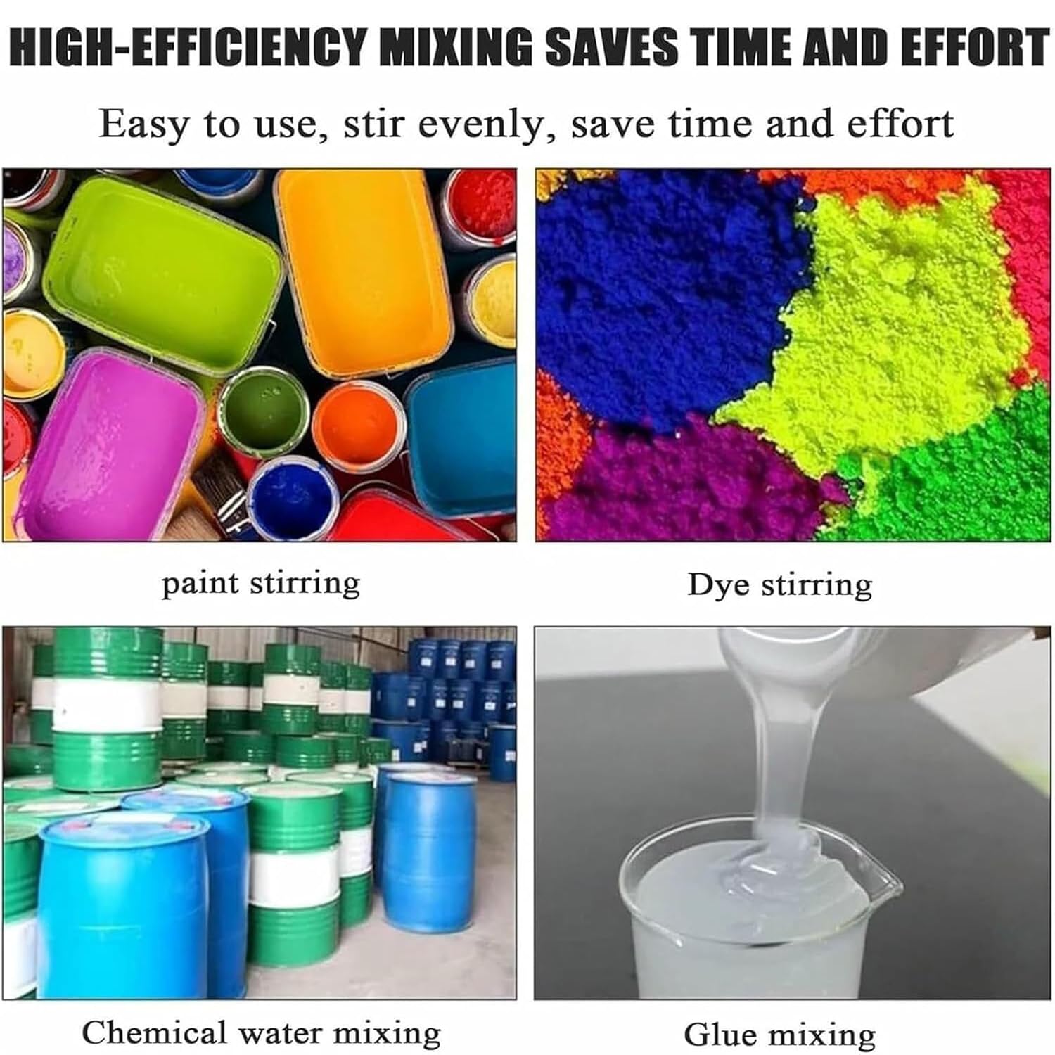 Mezclador de pintura neumático, agitador de aire de 50 galones con 2 hélices plegables, 50-2800 rpm para tinta, líquidos viscosos, tinte y disolución química