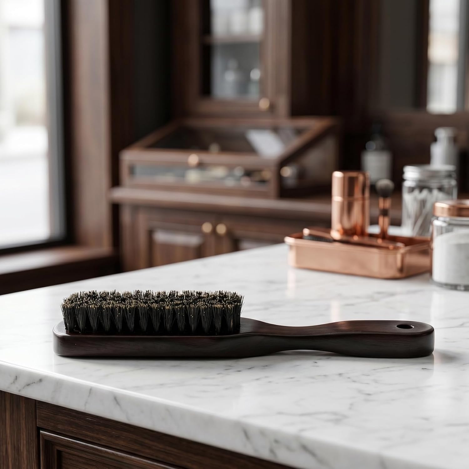 Outanaya Beard Cleaning Brush Boar Bristle Brush for Men Beard Styling Tool for Mustache Care Portable Hair Styling 8.46 in 1 piece