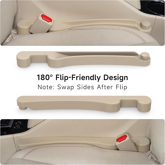 Givifive Car Seat Gap Filler Organizer 2Pack Soft Foam 3IN1 Multifunctional | Seat Side Gap Filler Strip with Slot & Hook Universal Fit Car SUV Truck Fill The Gap Between Seat & Console (Standard Beige)