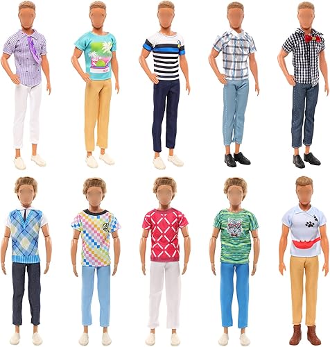 Miniatura 2 de BARWA Lote 5 Conjuntos de ropa de camisa de moda con pantalones para muñeca de amigo de 12 pulgadas