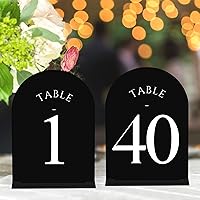 Vista 20 de JOYIT Números de Mesa de Boda en Arco 1-10 con Soportes – Letreros Acrílicos Impresos por Ambos Lados de 5" X 7" con Fondo Negro y Texto Blanco