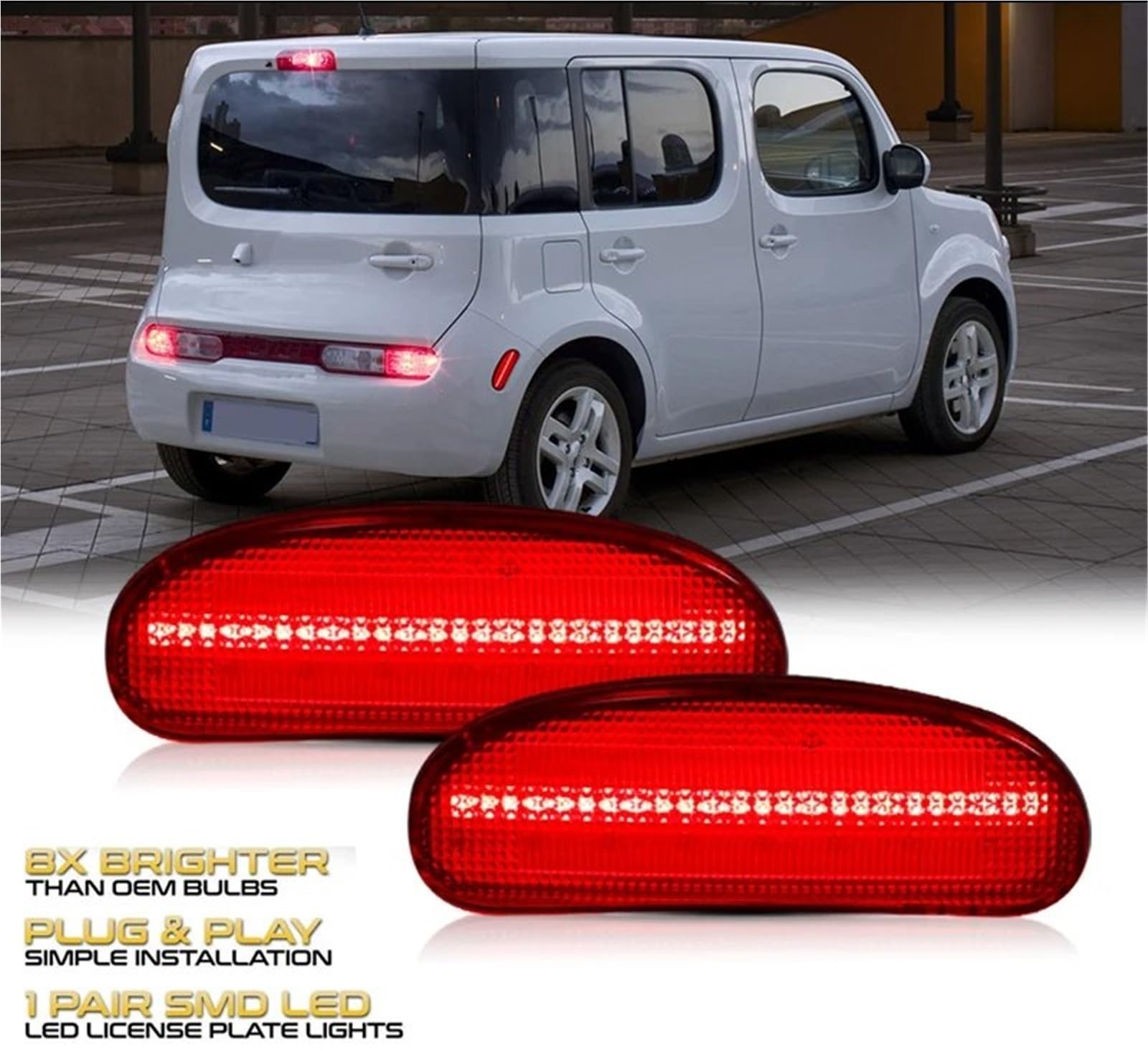 Auto Indicatori Direzione Per NISSAN Per CUBE 2009 2010 2011 2012 2013 2014 Rosso Parafango Posteriore Sidemarker Lampade Rosse Luci Di Guida/Luci Di Parcheggio T10 Laterale Indicatore(Smoked Lens)