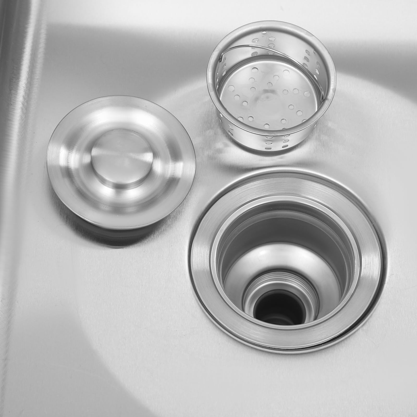 Edelstahl Spülbecken 60 cm Breit mit Abtropffläche und Abflusssieb, Silber Eckig Küche Spüle Ausgussbecken Küchenspüle,Einbauspüle Eckspüle Waschbecken, 1 Becken (60.2 * 60.2 * 15.49cm)