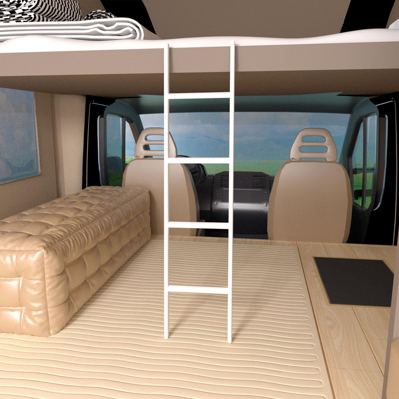 Condition photo showing New/Like New for rv bunk bed ladder 45"/50"/55"/60"/66"/72'', heavy duty travel trailer bed ladders with 4 hook and foot caps, metal twin bed step ladder for home dorm appartments, load 330 lbs (72inch / 183cm, white)