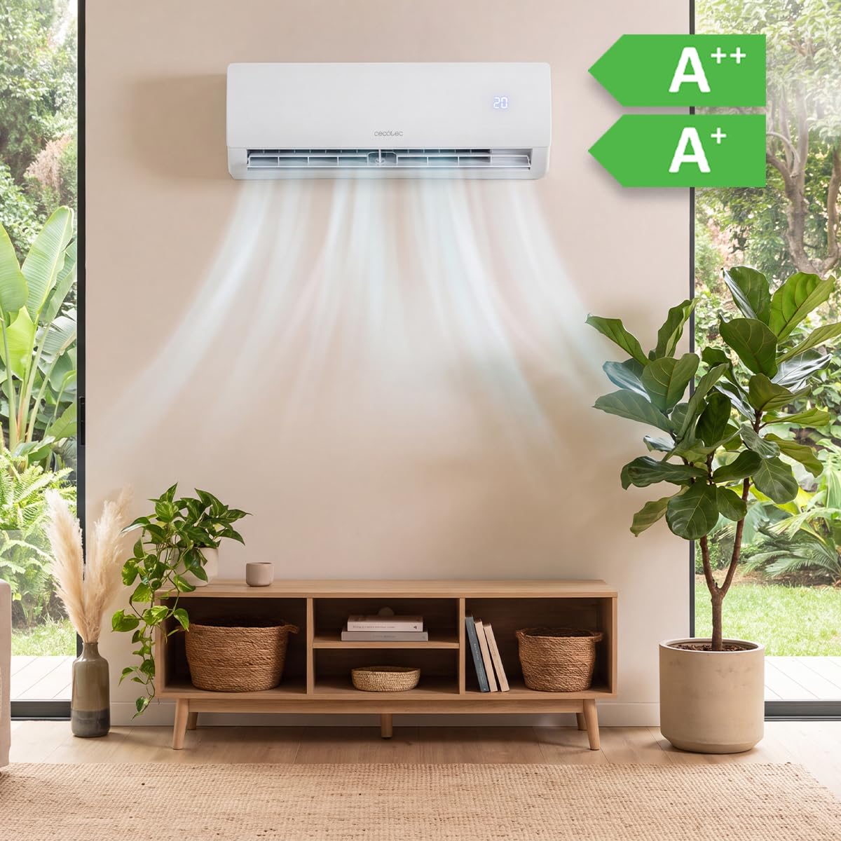 Cecotec Aria Condizionata Split AirClima 18000 Smartfresh. 18000 BTU, Motore DC, Pompa di calore, Telecomando, Display LED, Sistema Inverter, 5 modalità, 8 velocità, Copertura 35 m2