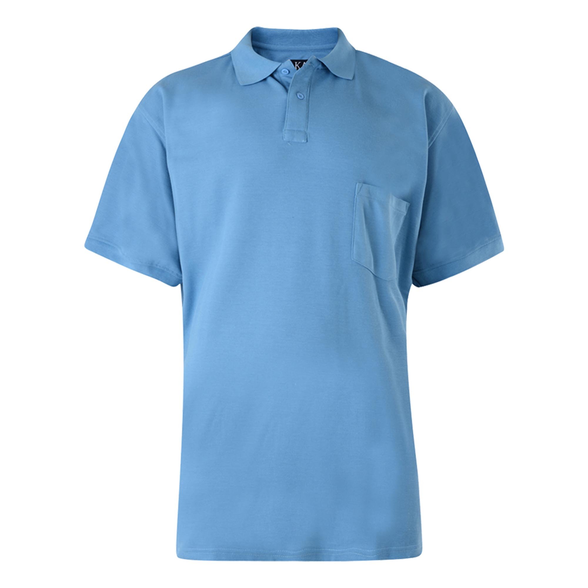 Kam Men's Blue Big And Tall 'Eton' Plain Polo T Shirt With Chest Pocket Cotton Rich Top Large Size Fit Jeanbase 6XL