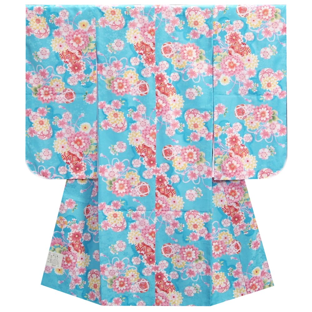 Amazon | [Kyoubi] 七五三着物7歳 女の子 水色 桜 牡丹菊 桜地紋