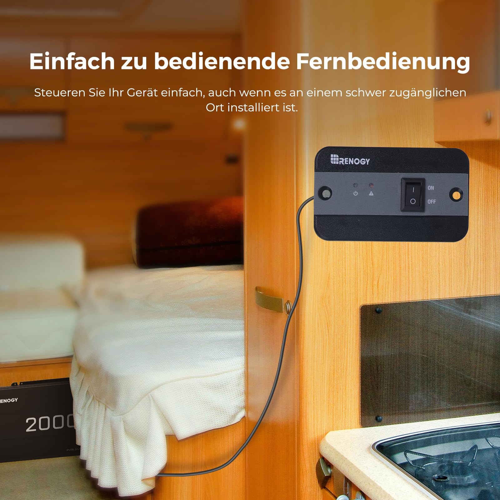 Renogy 2000W/4000W 12V auf 230V Reiner Sinus Wechselrichter mit Netzvorrangschaltung Spannungswandler mit 2 Europäische Steckdose für Haushaltsgeräten