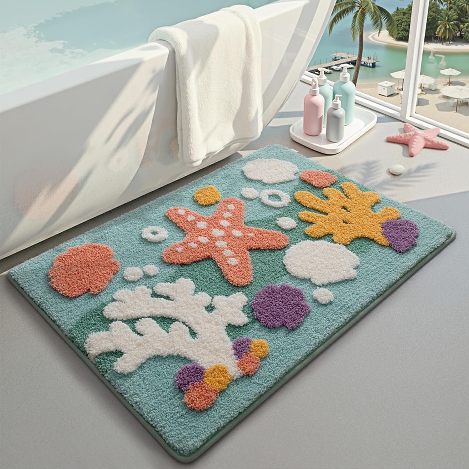 LUMI Bath mats for Bathroom, Non Slip Absorbent Soft Bath Mat, Washable Low Profile Bathroom Rug, Ideal for Shower, Tub, 16"x24"