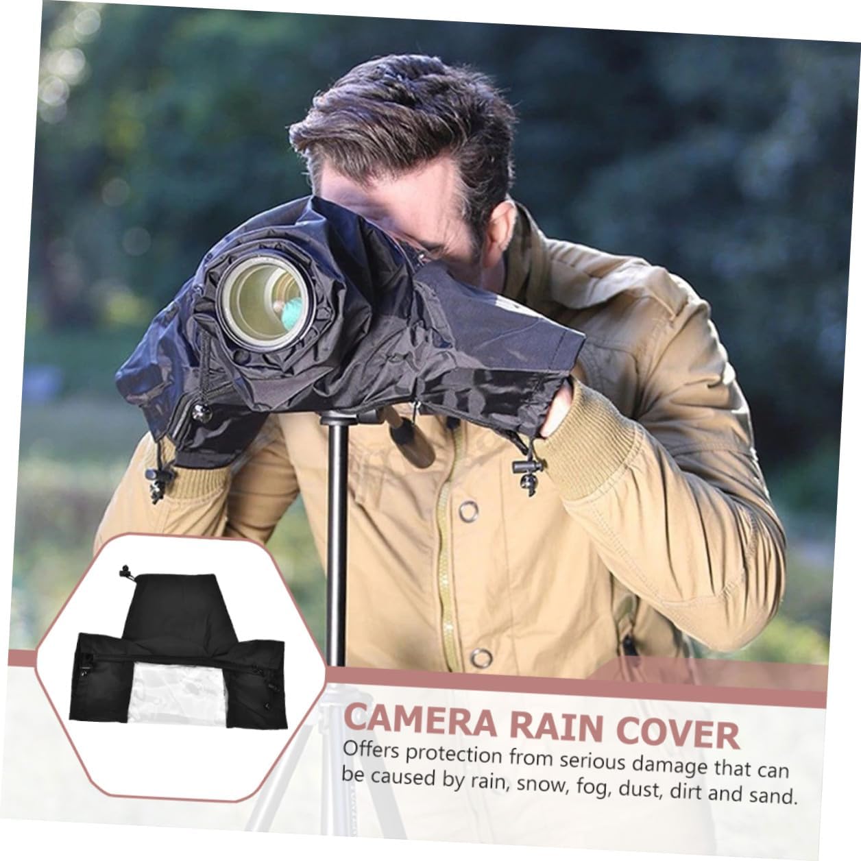 Waterproof DSLR Camera Rain Cover with Dustproof Protection for Outdoor Photography, Universal Rain Sleeve for Hunting and Birdwatching, Weather-Resistant Camera Accessory