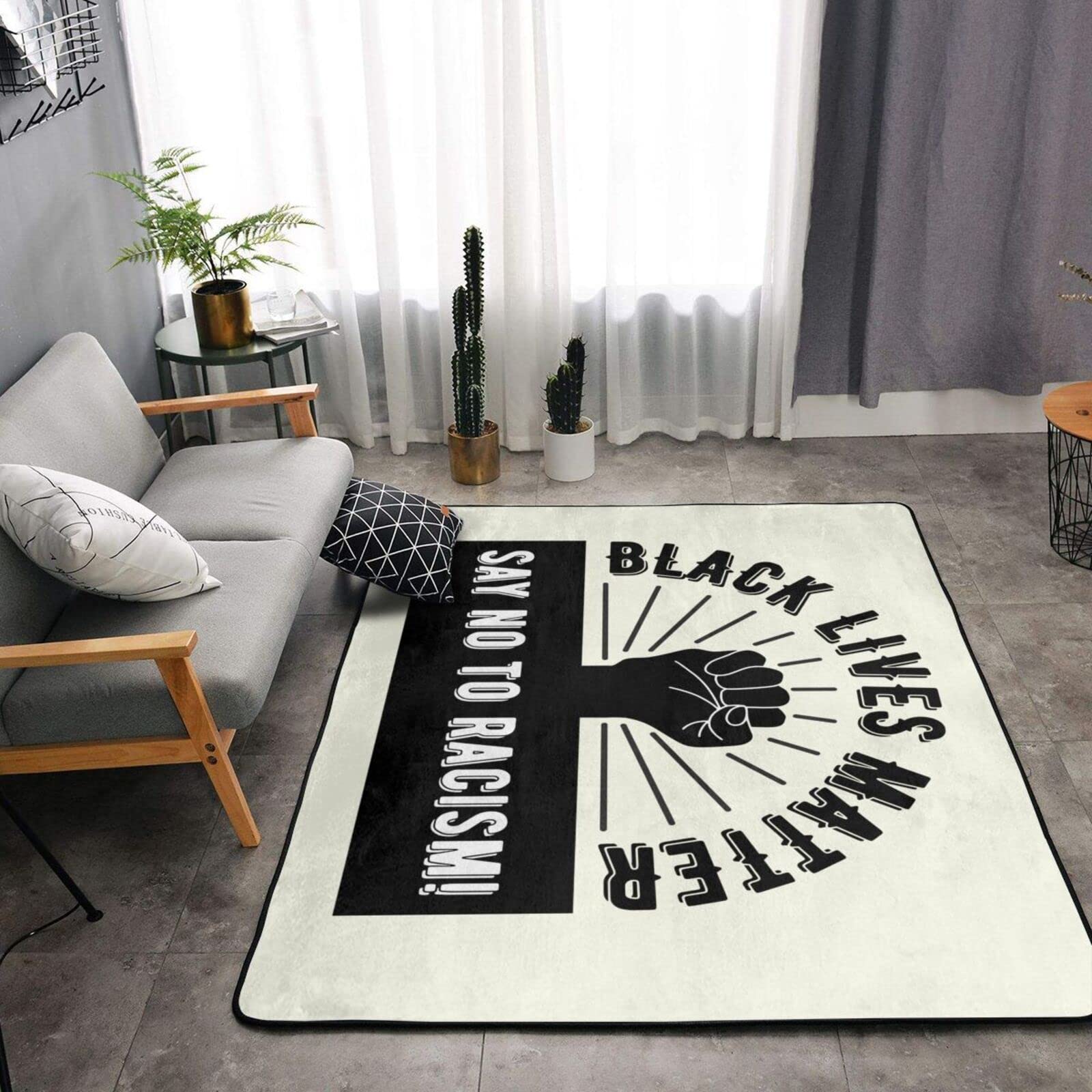 Amazon.com: Say No to Racism Area Rug 63x48in Rugs for Living Room