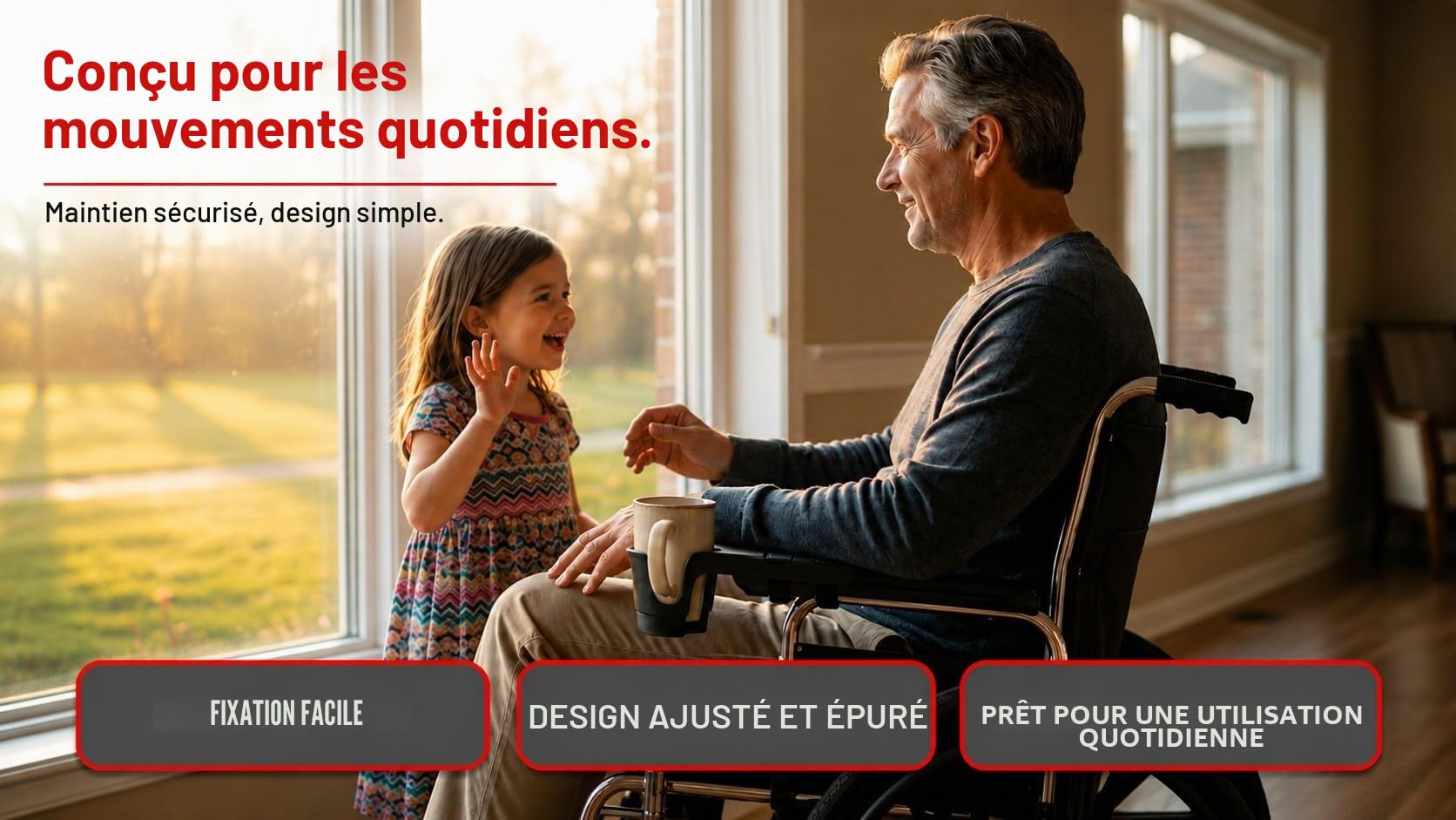 Nearly Universal Oh Porte-gobelet pour fauteuils électriques, fauteuils roulants, Noir