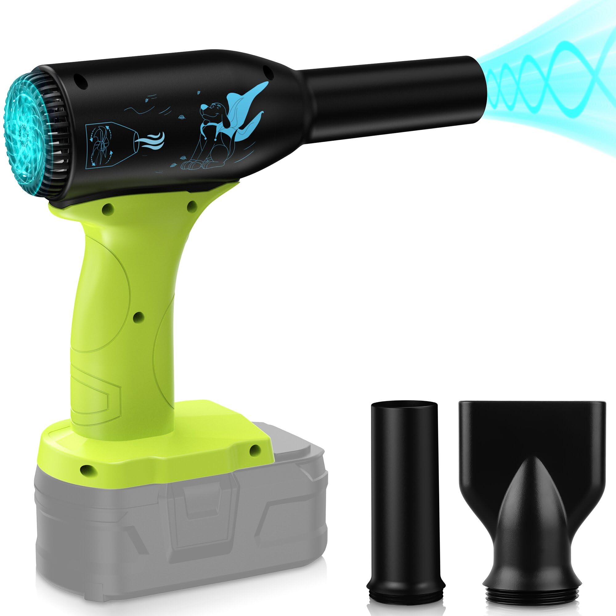 Jet Dry Mini Blower for Ryobi 18V Battery，90000 RPM 3-Speed Portable Violent Wireless Fan, for Computer Key Board Cleaning,Car Drying,Camping,Outdoors(No Battery)