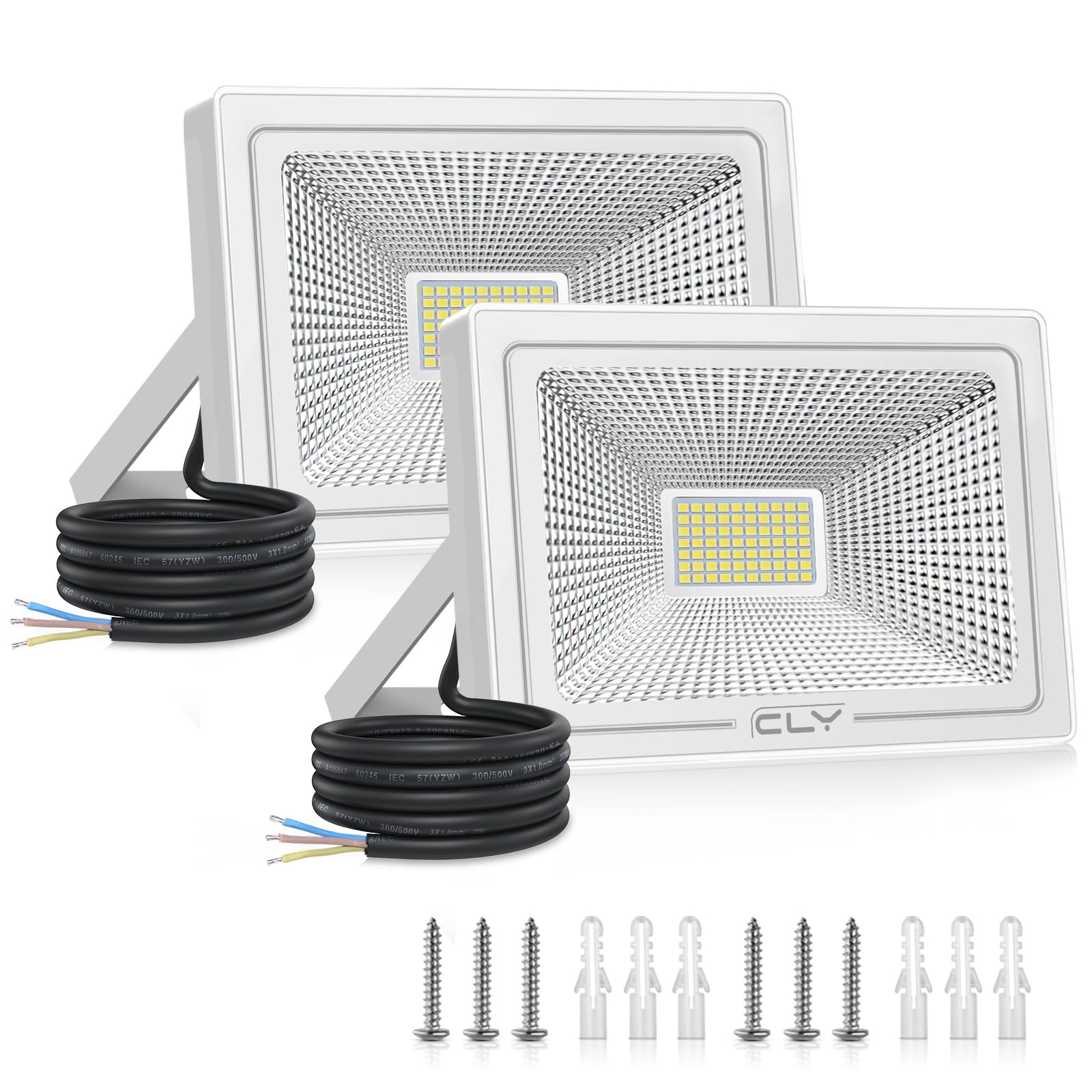 2 Faretti LED Esterno 50W CLY - 4300LM Bianco Freddo, IP66 Impermeabile, Per Giardino E Terrazza