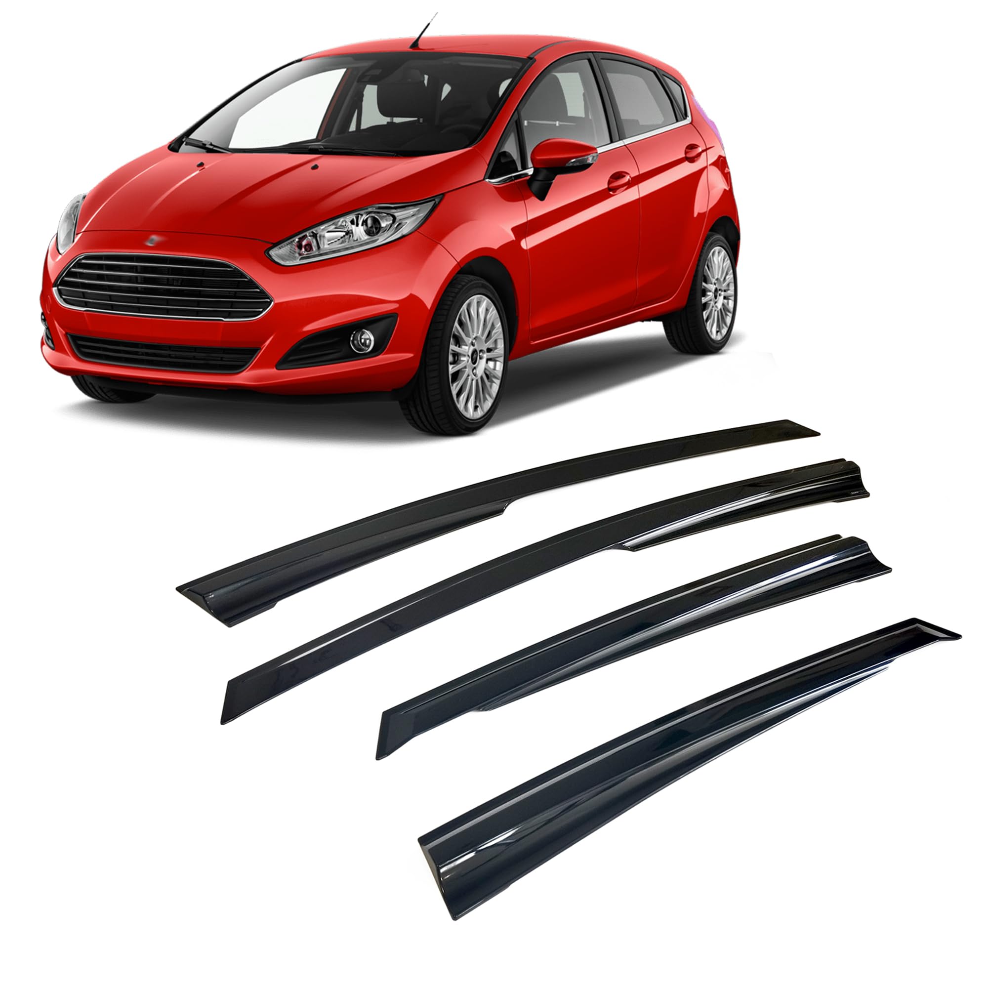 Deflettore per aria Deflettore per pioggia Deflettore per finestrini laterali Compatibile con Ford Fiesta Hatchback 2010-2020 Protezione dal vento e dalla pioggia per finestrini auto Adesivo