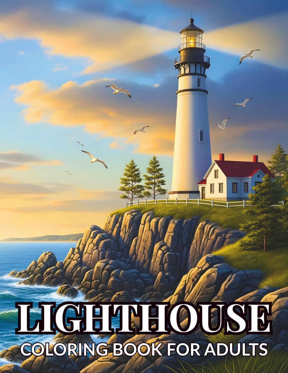 Lighthouse Coloring Book For Adults: Relaxing Coastal Scenes, Seaside Landscapes Designs for Stress Relief