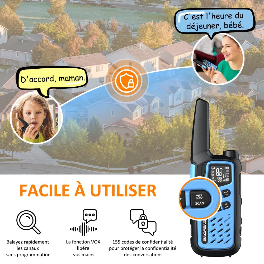 BAOFENG Talkies-Walkies PMR446 T25 Lot de 2, sans Licence avec USB-C