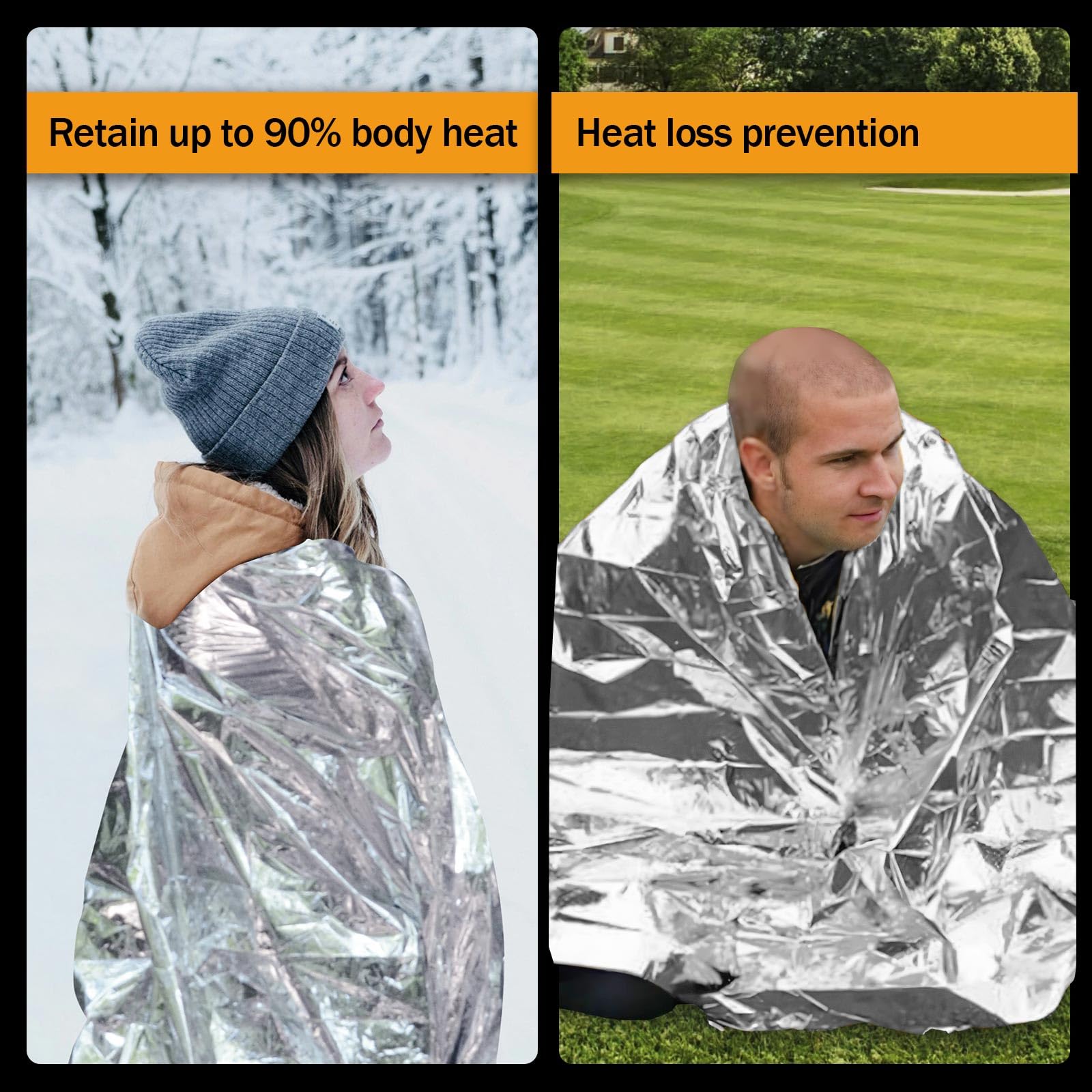 Emergency Mylar Blankets - 5 Pack for Survival -7 Emergency Mylar Blankets - 5 Pack for Survival -7