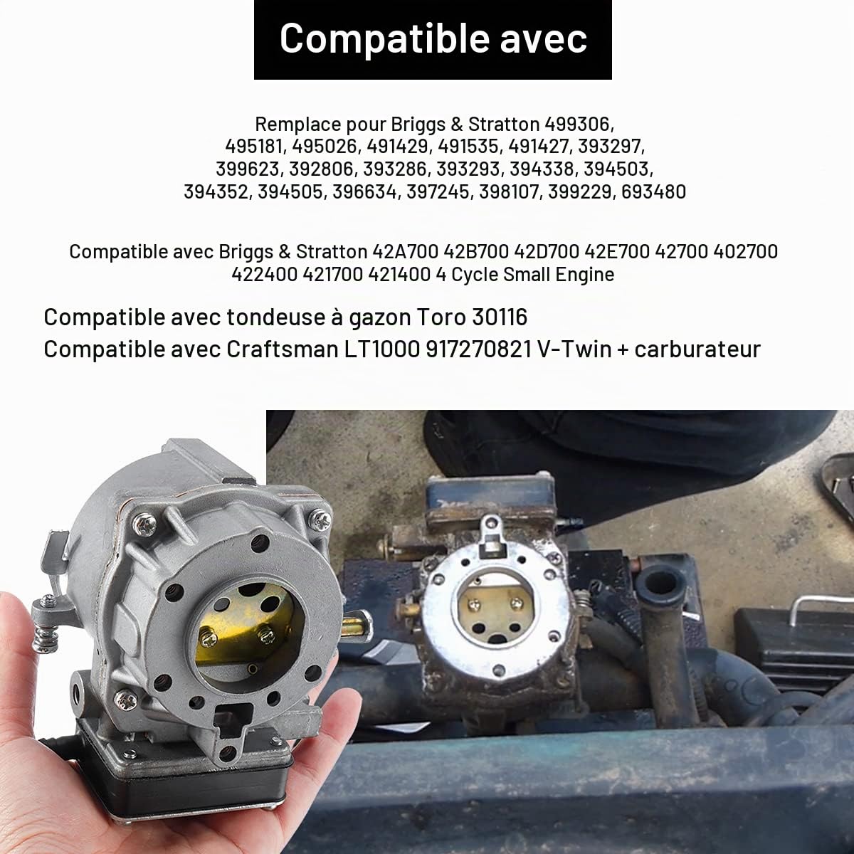 ZAMDOE 693480 Carburateur Remplacement pour Briggs & Stratton 42E707 42E777 42A707 42A777 V-Twin Moteurs, pour LT1000 87-96 16-21HP Carb, avec Joints Carburant Filtre À Carburant