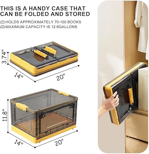 Miniatura 2 de Fccabin Contenedores de almacenamiento apilables con tapas, 12.6 galones  50 cuartos de galón plegables con ruedas y diseño de puertas de tres