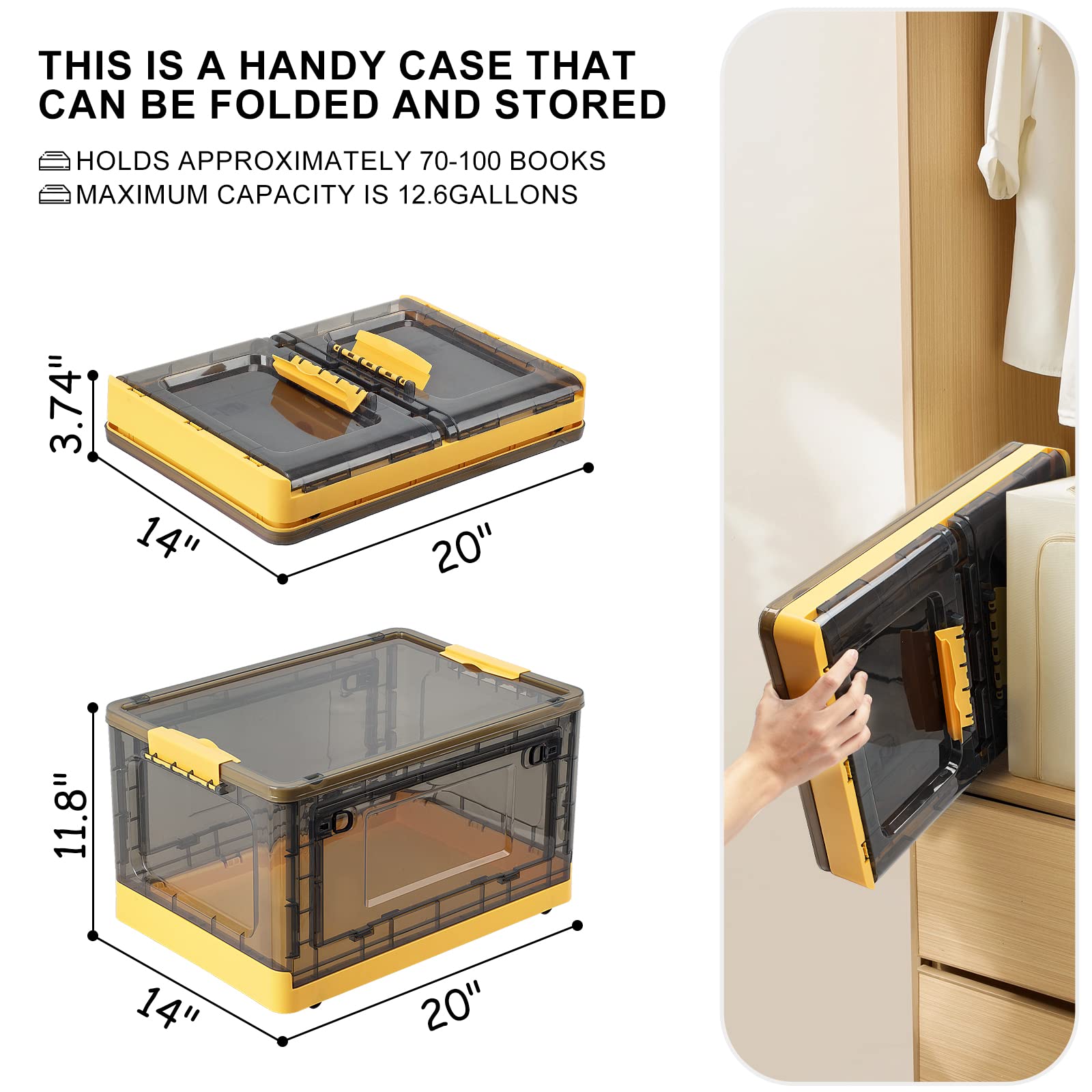 家具・インテリア FCRB SMALL FOLDABLE CONTAINER Fccabin Stackable Storage Bins With Lids, 12.6 Gal/50Qt