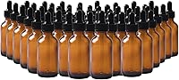 48 Pack 2oz Amber Glass Dropper Bottles, Eye Dropper Bottles with Glass Droppers for Essential Oils, Perfumes