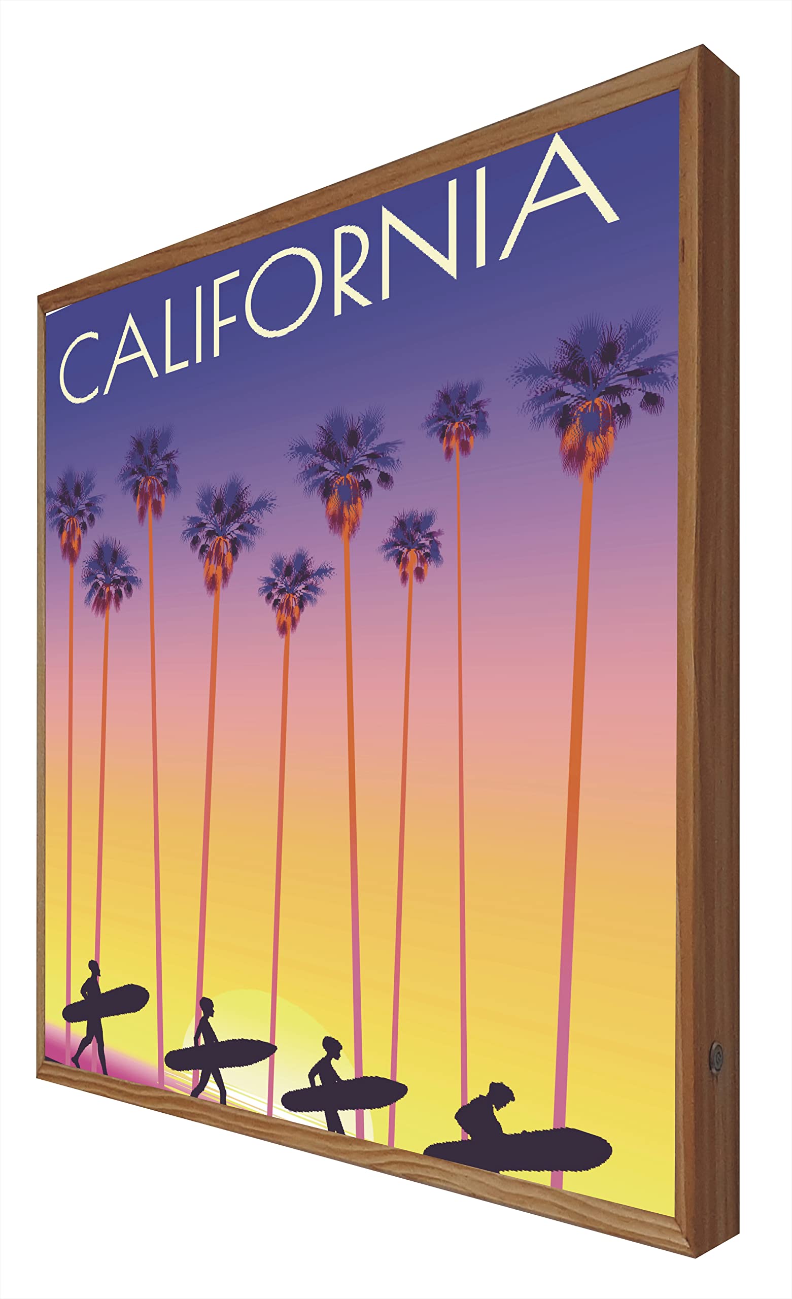 Affiche vintage Californie rétroéclairée de la Série Voyageur pour décoration murale
