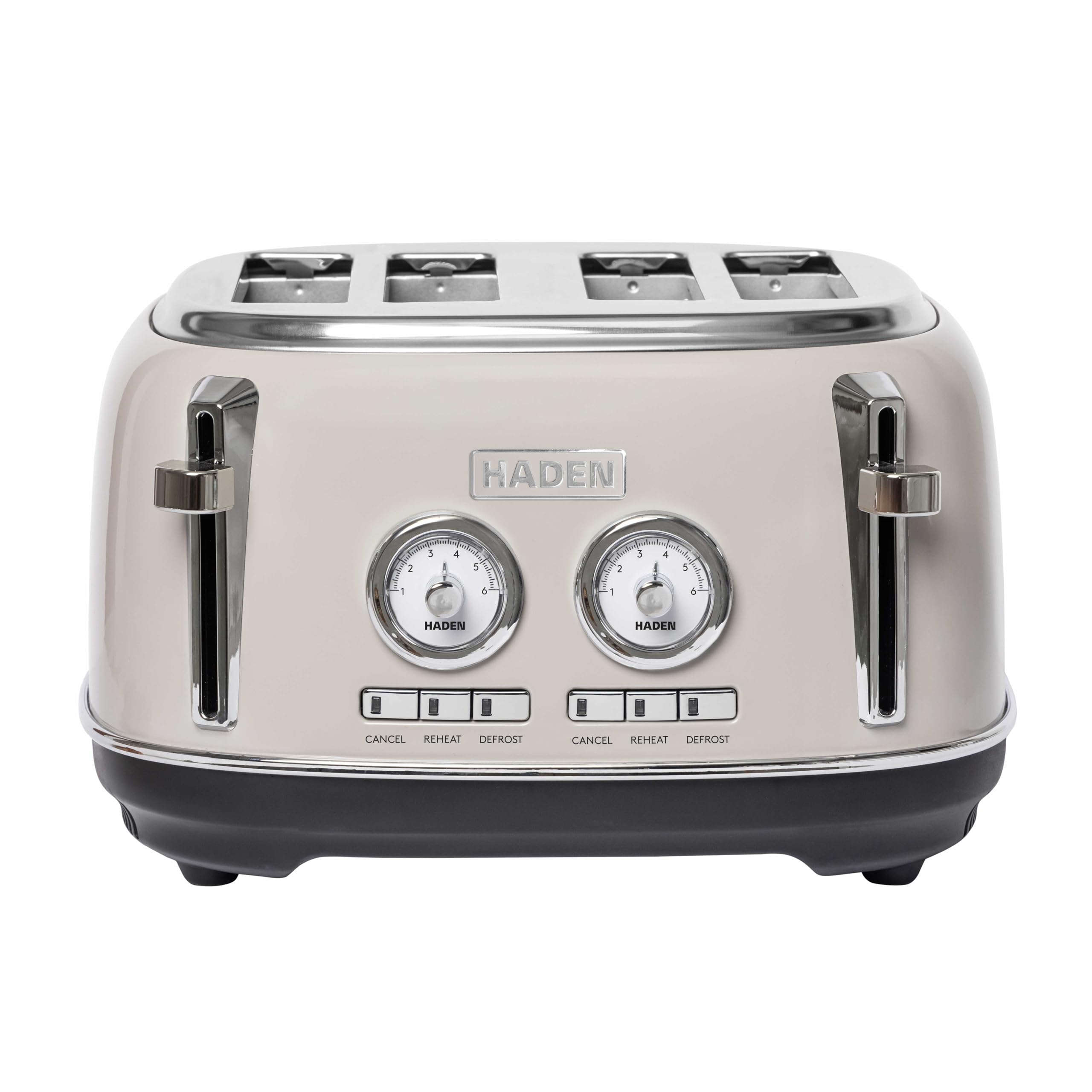 Haden Jersey Putty Retro 4 Slice Toaster - 4 Slot Toaster with Dual Control & Adjustable Browning - Stainless Steel Housing - Essential Kitchen Appliance