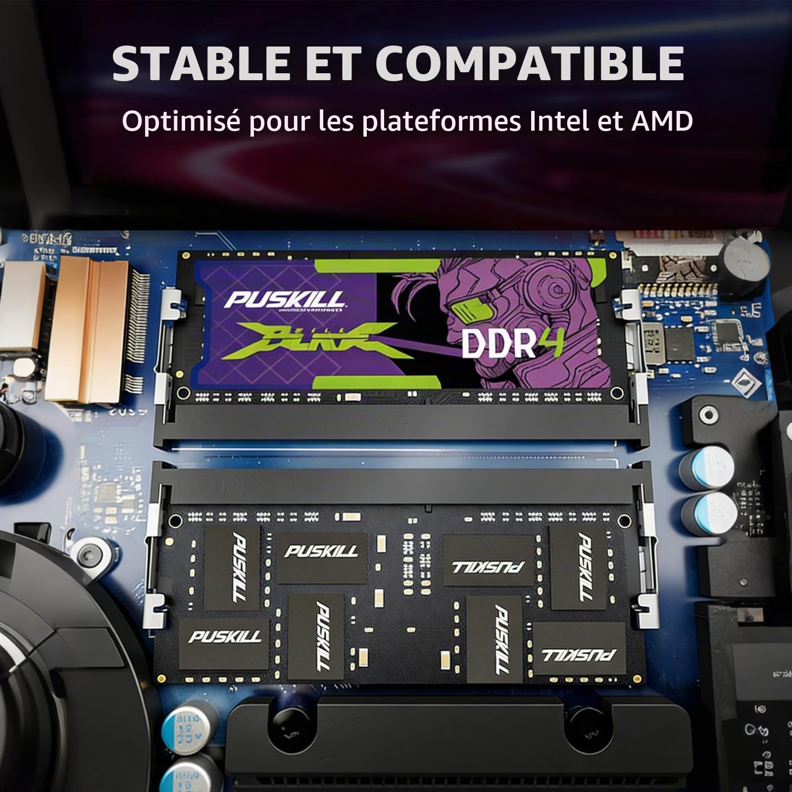 PUSKILL Mémoire RAM DDR4 16Go pour PC Portable, 3200MHz PC4-25600 CL22 1,2V, SODIMM 260 Broches, Module Unique, Mise à Niveau Plug & Play pour Ordinateur Portable, Compatible Intel et AMD | Mise à niveau pour ordinateur portable de jeu, SODIMM 260 broches