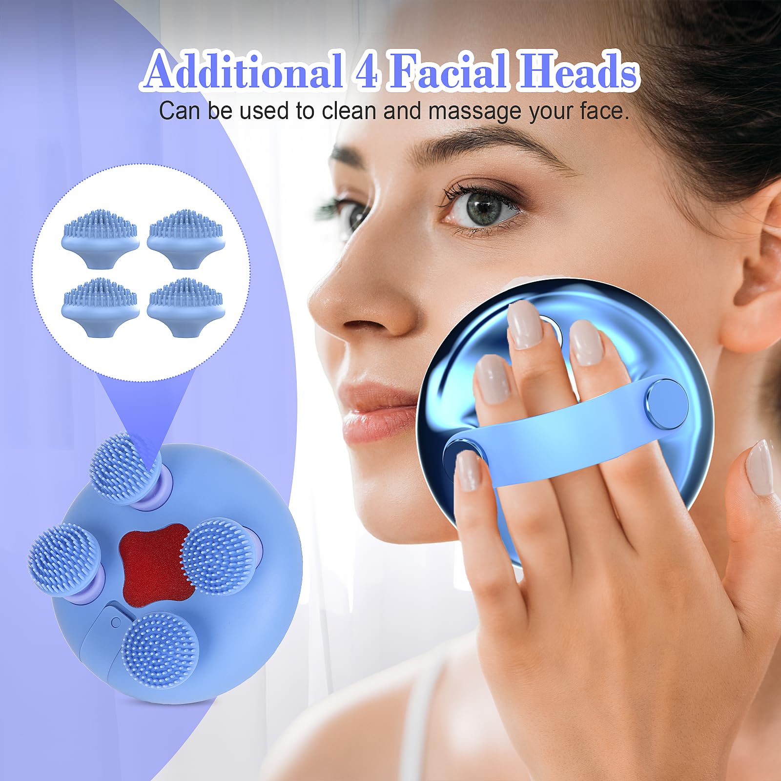 HuBeiChuangXiang Massaggiatore Cuoio Capelluto e Corpo Elettrico Massaggiatore Testa Ricaricabile Impermeabile IPX7 con 8 Silicone Massaggi e 3 modalità per la Crescita dei Capelli, Regalo