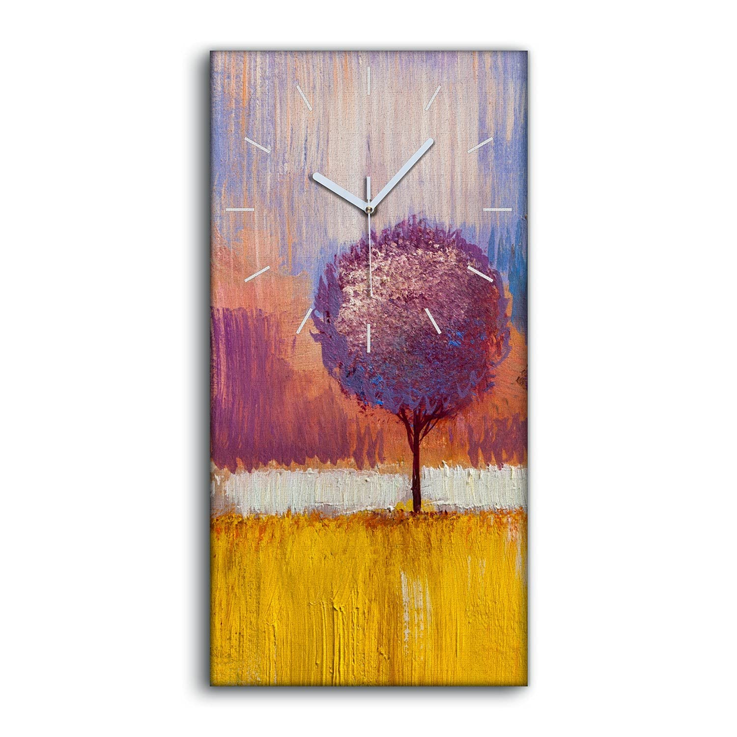 Horloge sur Toile Image Art Moderne Décoration Murale Nature Arbre Rouge 30x60