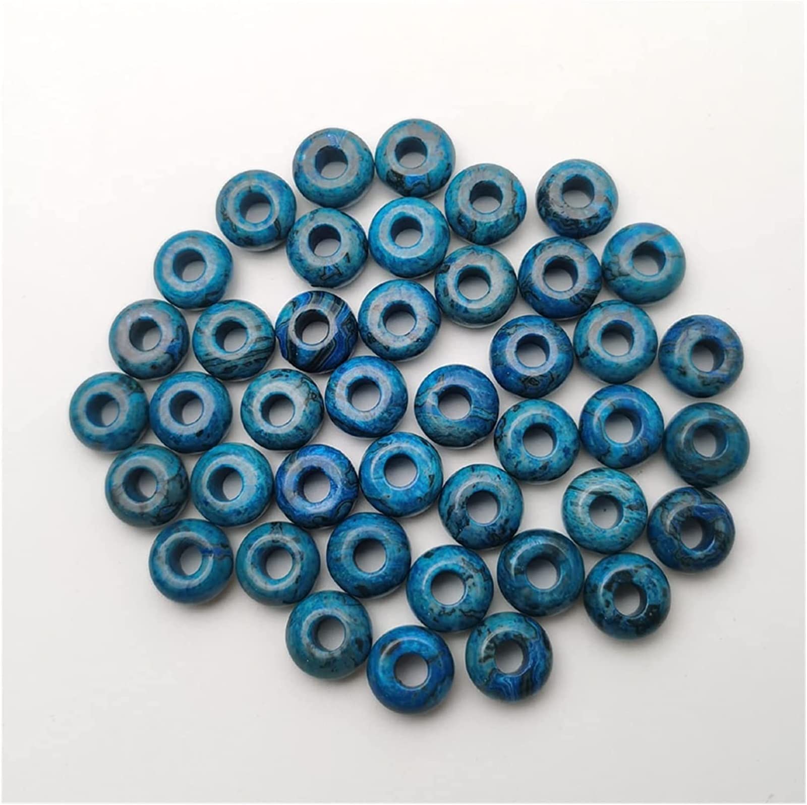 Kaboszon z kamienia naturalnego, 50 szt. kamień naturalny, okrągłe niebieskie agaty, 14 x 8 mm, duże koraliki do produkcji biżuterii, amulet, naszyjnik, kolczyki, akcesoria