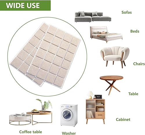 Vista 83 de Almohadillas de fieltro para muebles de madera dura, 68 unidades, almohadillas de muebles, protectores de suelo para pisos de madera dura