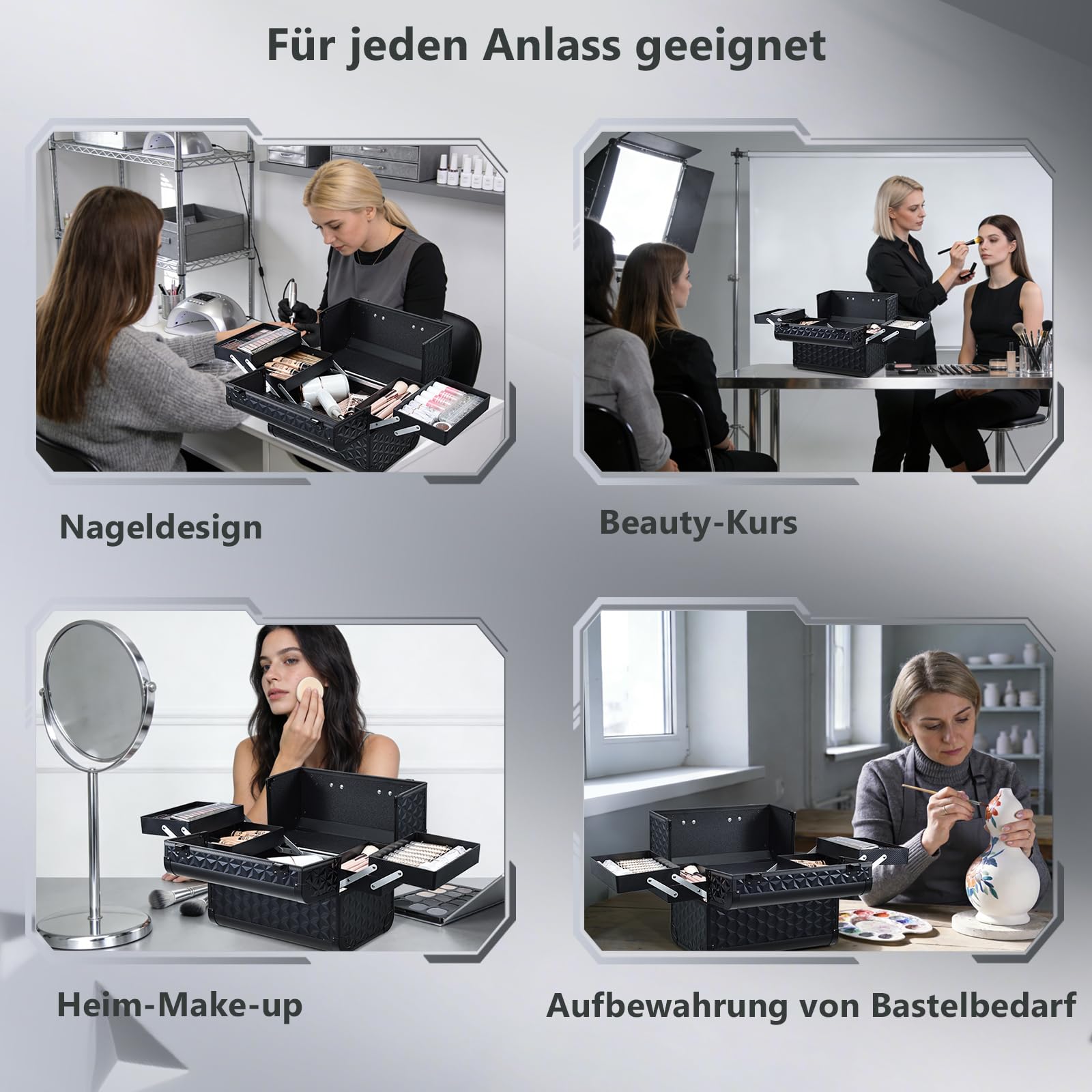 Joligrace Valigetta Trucchi Professionale Beauty Case Valigia Porta Trucchi Valigetta per Cosmetici Cofanetto da Viaggio Porta Trucchi, 4 Vassoi, Bloccabile