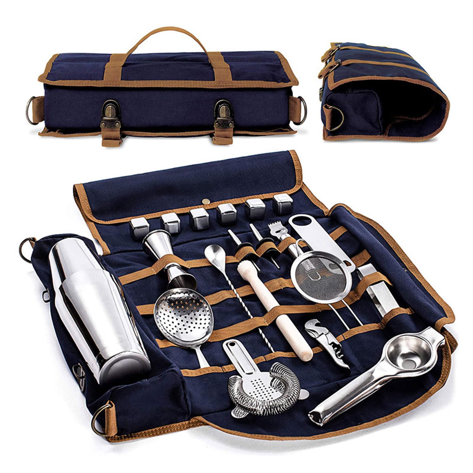 Borse Del Kit Da Barman,Borsa da Viaggio per Barman,Borsa da bar portatile,Borsa Mixer Cocktail ,Borsa da barista da viaggio con tracolla,Perfetta per Feste all'aperto in Giardino（Senza Attrezzi Bar）