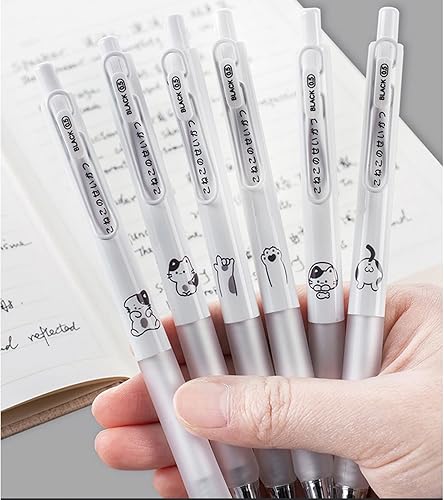 Miniatura 3 de 6 bolígrafos de tinta de gel retráctiles, lindos bolígrafos de gato de 0.020 in, tinta negra, bolígrafos de escritura, suministros escolares de