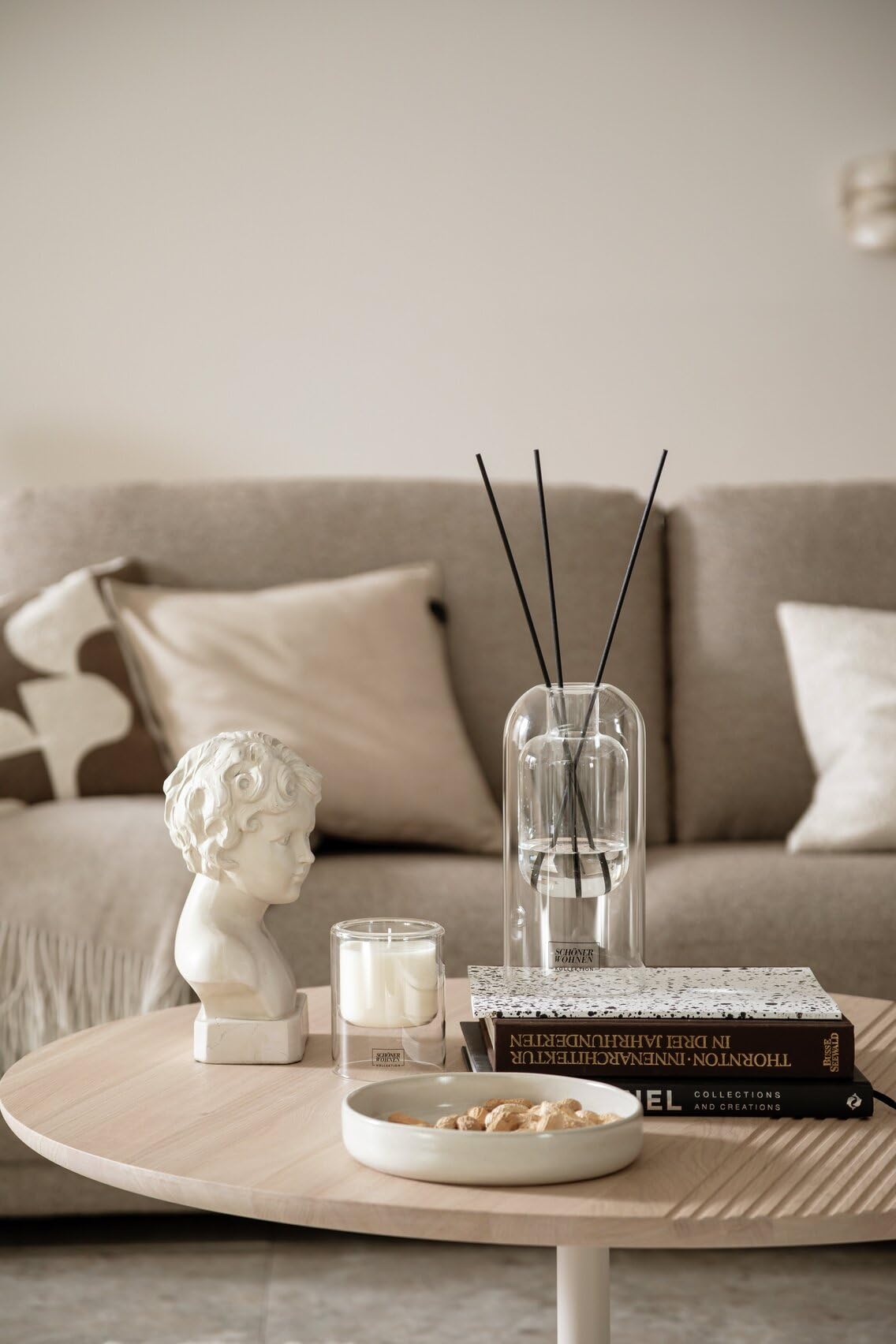 Schöner Wohnen Kollektion Raumduft Mod. Lemongrass XXL, Glasdiffuser mit 500 ml Zitronengrasduft, 10 Duftstäbchen, nachfüllbar und wiederverwendbar