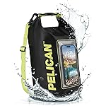 Pelican Marine IP68 Waterproof Dry Bag 5L - Roll Top Waterproof Backpack w/Phone Case/Pouch - Boating & Kayak Accessories - Essentials for Camping Swimming Beach Fishing Rafting Travel - Black/Yellow