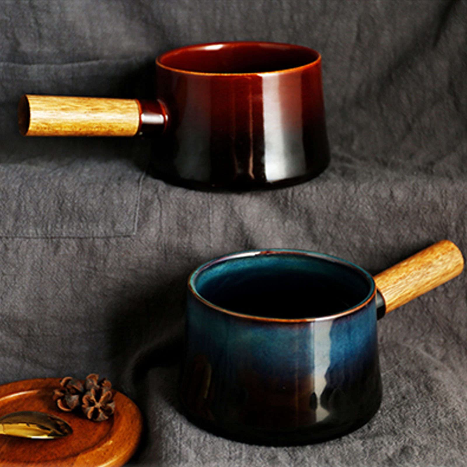 Miska sałatkowa, miski do zupy. Miska do zupy z uchwytem, miska ceramiczna 750 ml, naczynia do zupy cebulowej. - czerwony (kolor: niebieski)
