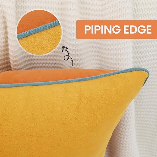 Miniatura 4 de Mecatny Juego de 4 fundas de almohada de terciopelo suave de 18 x 18 pulgadas, fundas de almohada decorativas coloridas para sofá cama, fundas de